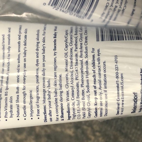 Eucerin Baby Cream - TWO 3-pack, 5oz tubes. (6 tubes total) Lot #85261657 - Picture 4 of 4